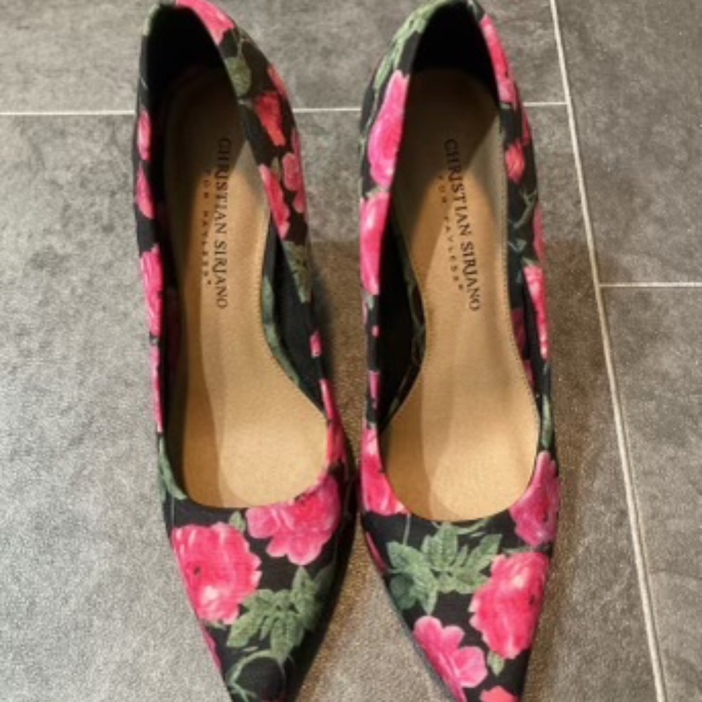 Christian Siriano Black Floral Heels